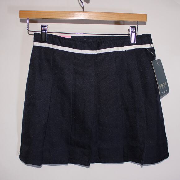 NWT Girls Navy Blue Pleated Mini Skirt With White Details Size 8 - Picture 1 of 5
